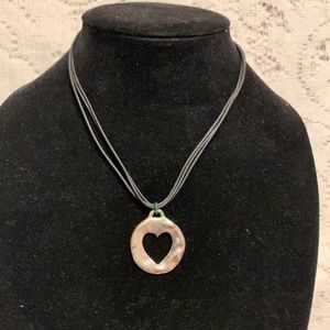 Vintage Silver Hammered Heart Necklace